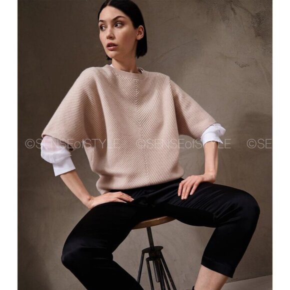 Brunello Cucinelli Women's Cashmere Sweater Monili  Trim Pink Pullover Size S - Picture 1 of 7